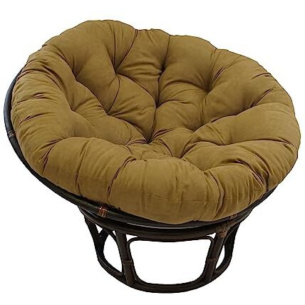 Rattan 42-Inch Papasan Chair With Micro Suede Cushion