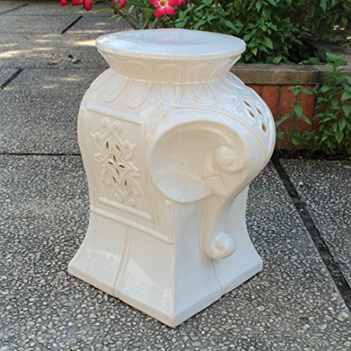 Antique White Contemporary Elephant Ceramic Garden Stool