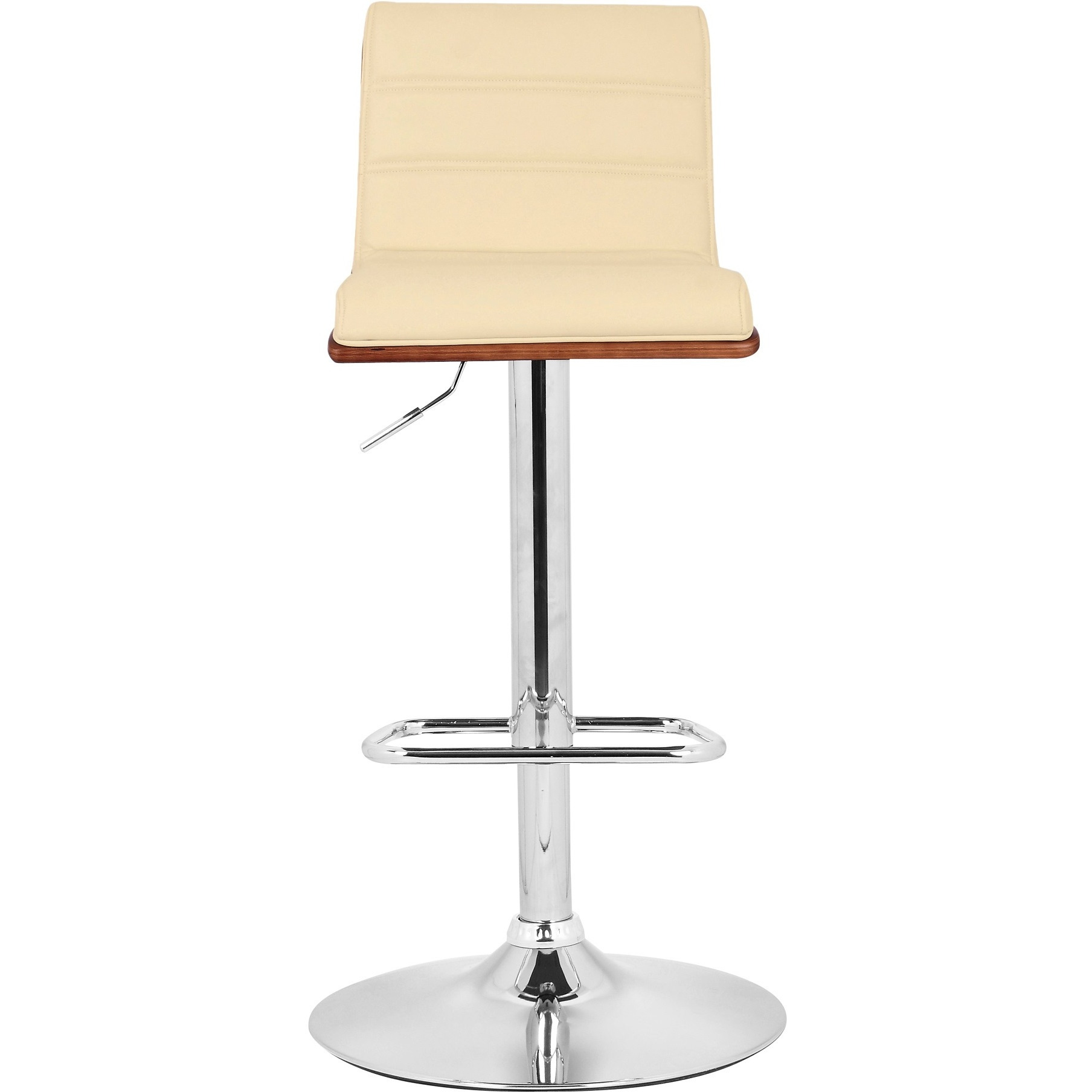 Armen Living Aubrey Barstool Chrome Base Finish With Cream Faux Leather And Walnut Back