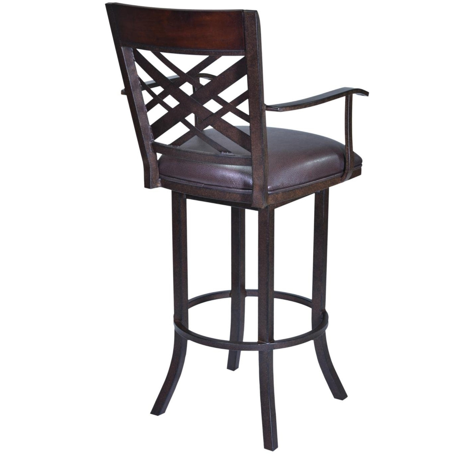 Tahiti 30"" Arm Barstool In Auburn Bay Finish With Brown Pu Upholstery