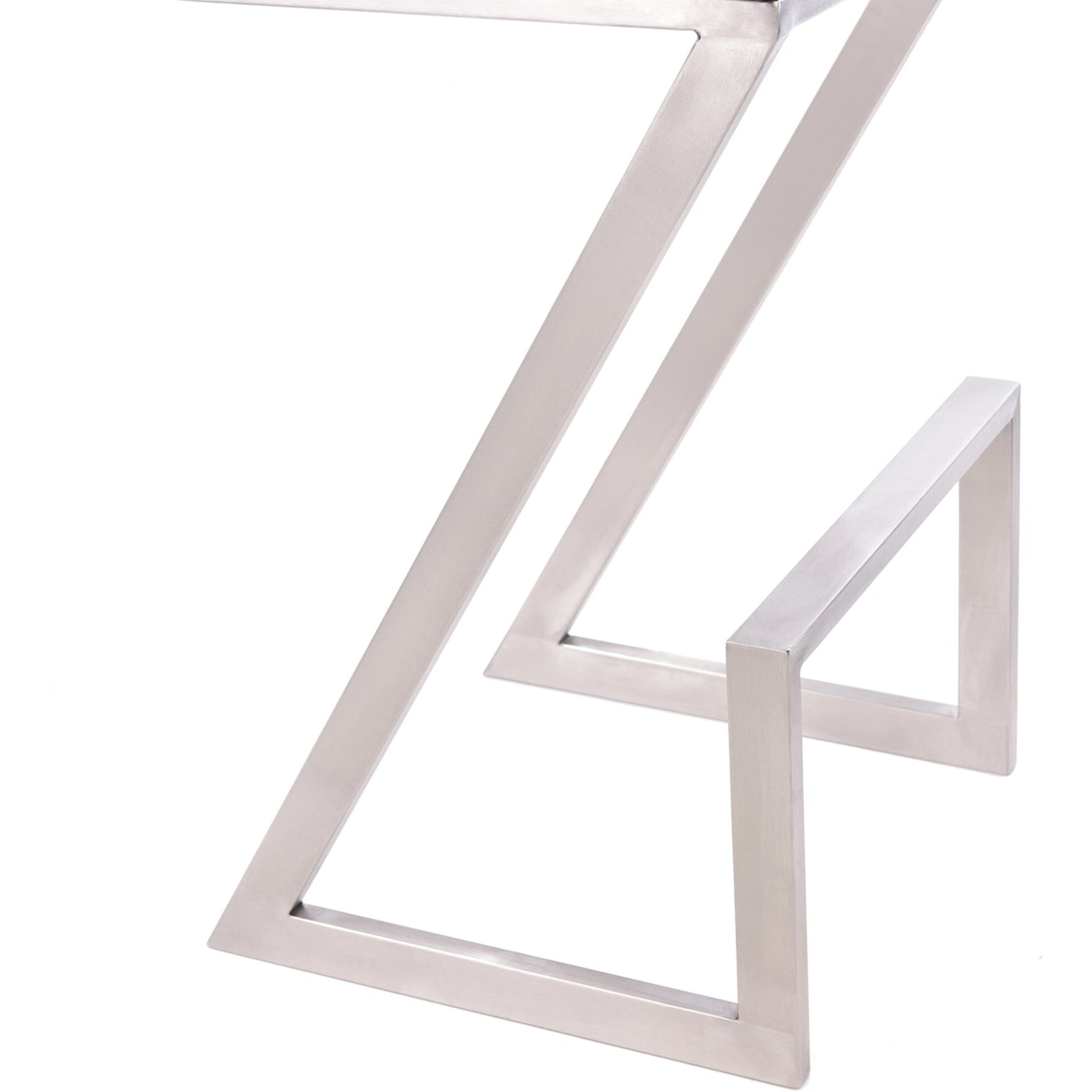 Armen Living Atlantis 26"" Counter Height Barstool In Black Faux Leather And Brushed Stainless Steel Finish