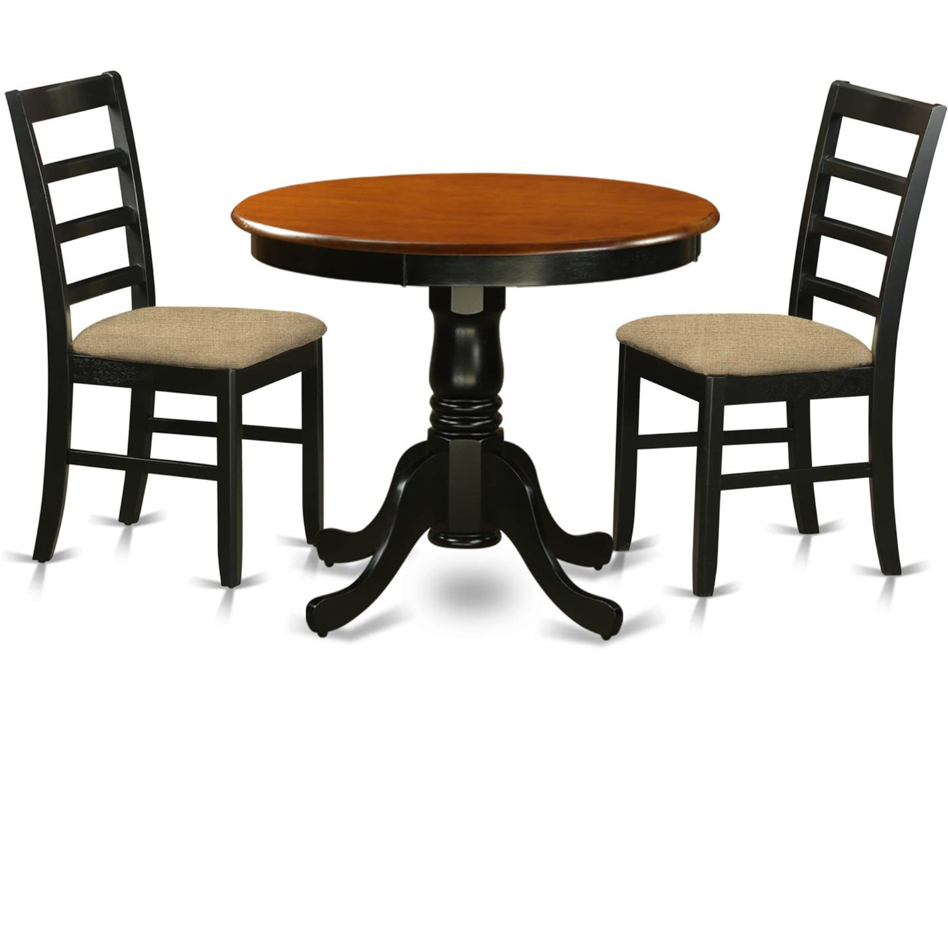 Anpf3-Blk-C Dining Furniture Set - 3 Pcs With 2 Microfiber Chairs In Black And Cherry