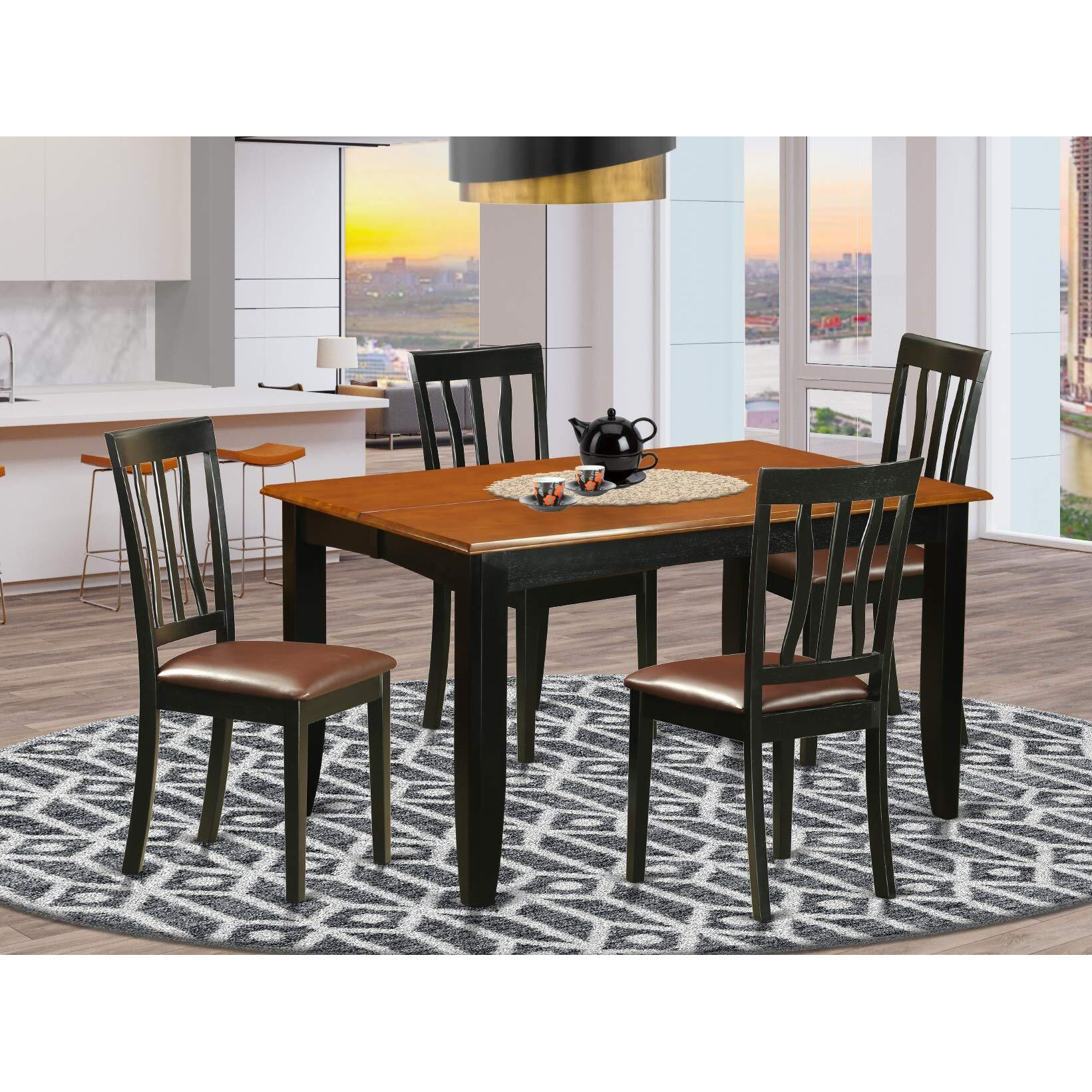 East West Furniture Pfan5-Bch-Lc Parfait 5 Piece Modern Set Includes A Square Wooden Table With Butterfly Leaf And 4 Faux Leather Upholstered Dining Chairs  54X54 Inch