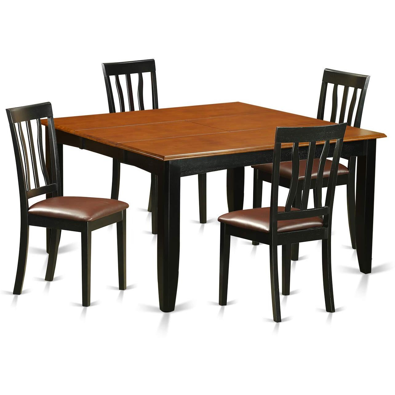 East West Furniture Pfan5-Bch-Lc Parfait 5 Piece Modern Set Includes A Square Wooden Table With Butterfly Leaf And 4 Faux Leather Upholstered Dining Chairs  54X54 Inch
