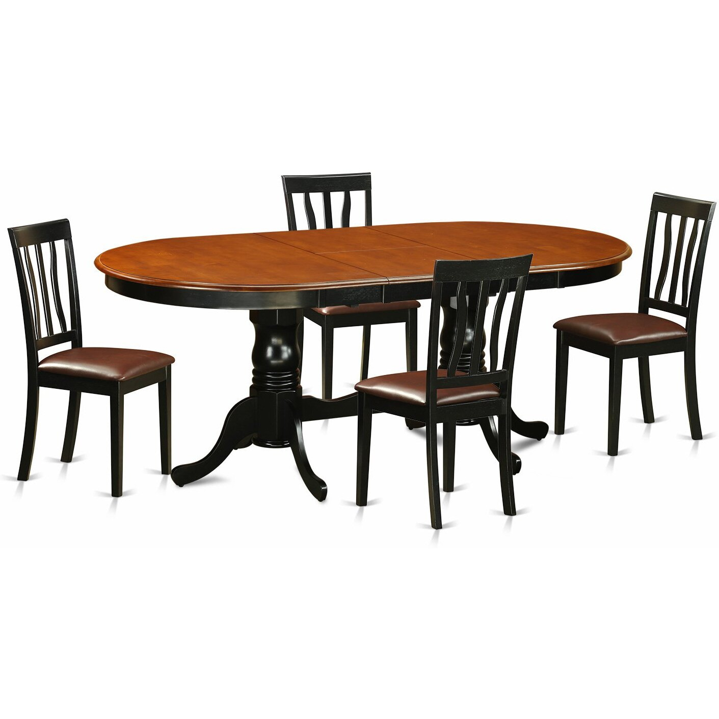 East West Furniture Plan5-Bch-Lc 5 Piece Room Furniture Set Includes An Oval Kitchen Table With Butterfly Leaf And 4 Faux Leather Upholstered Dining Chairs  42X78 Inch