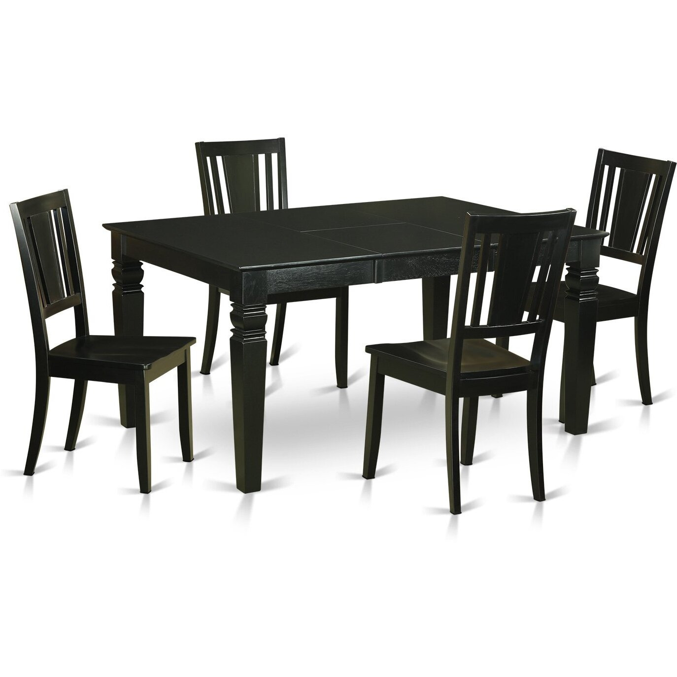 East West Furniture Wedu5-Blk-W 5 Piece Room Furniture Set Includes A Rectangle Kitchen Table With Butterfly Leaf And 4 Dining Chairs  42X60 Inch  Black