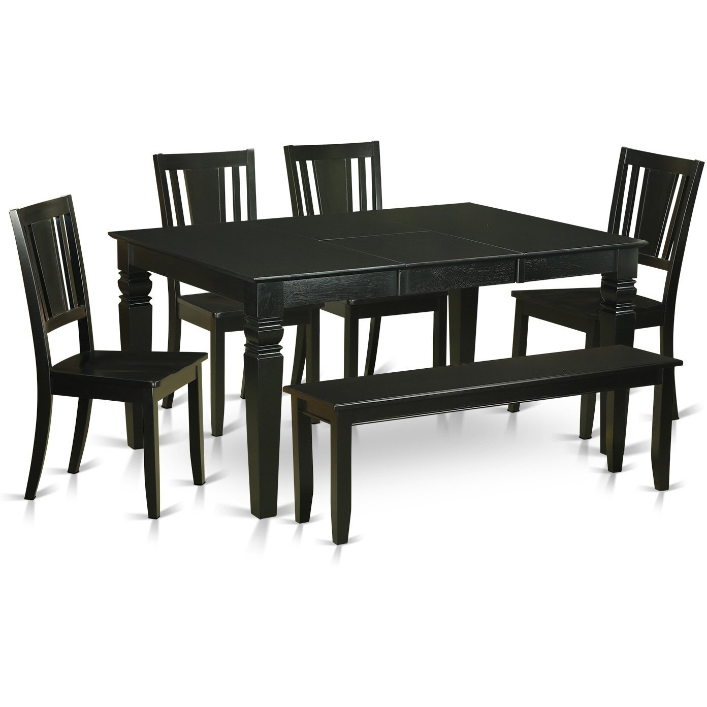 6  Pc  Dining  Room  Set  -  Dining  Table  And  4  Kitchen  Chairs  Plus  Bench