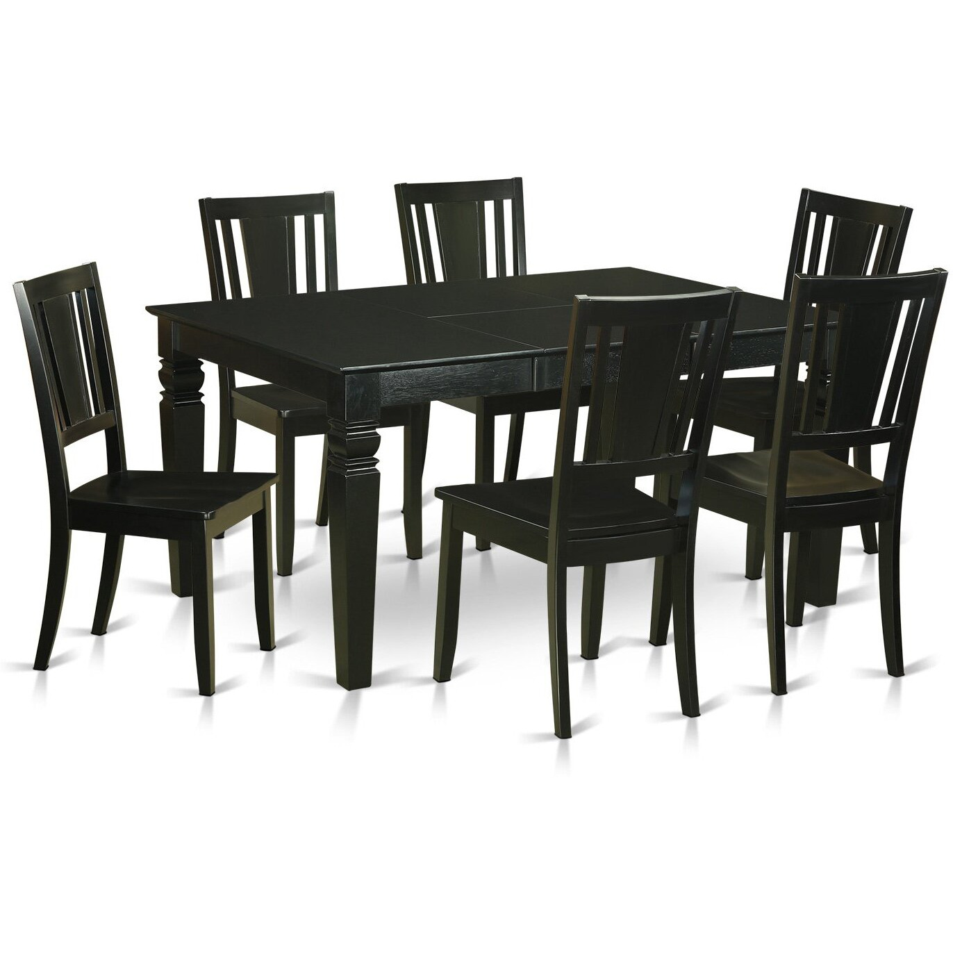 East West Furniture Wedu7-Blk-W 7 Piece Kitchen Set Consist Of A Rectangle Table With Butterfly Leaf And 6 Dining Chairs  42X60 Inch  Black