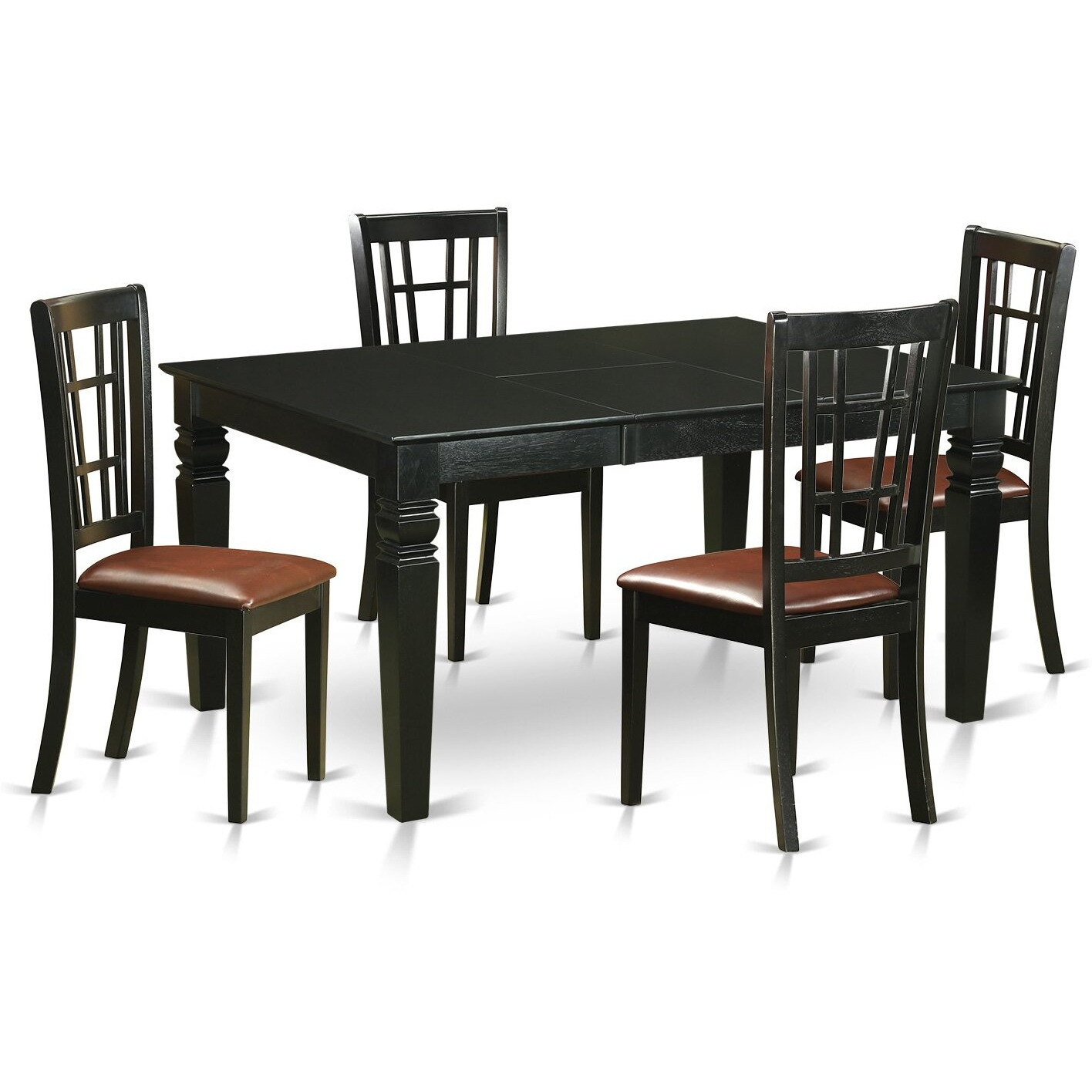 East West Furniture Weni5-Blk-Lc 5 Piece Dinette Set Includes A Rectangle Room Table With Butterfly Leaf And 4 Faux Leather Upholstered Dining Chairs  42X60 Inch