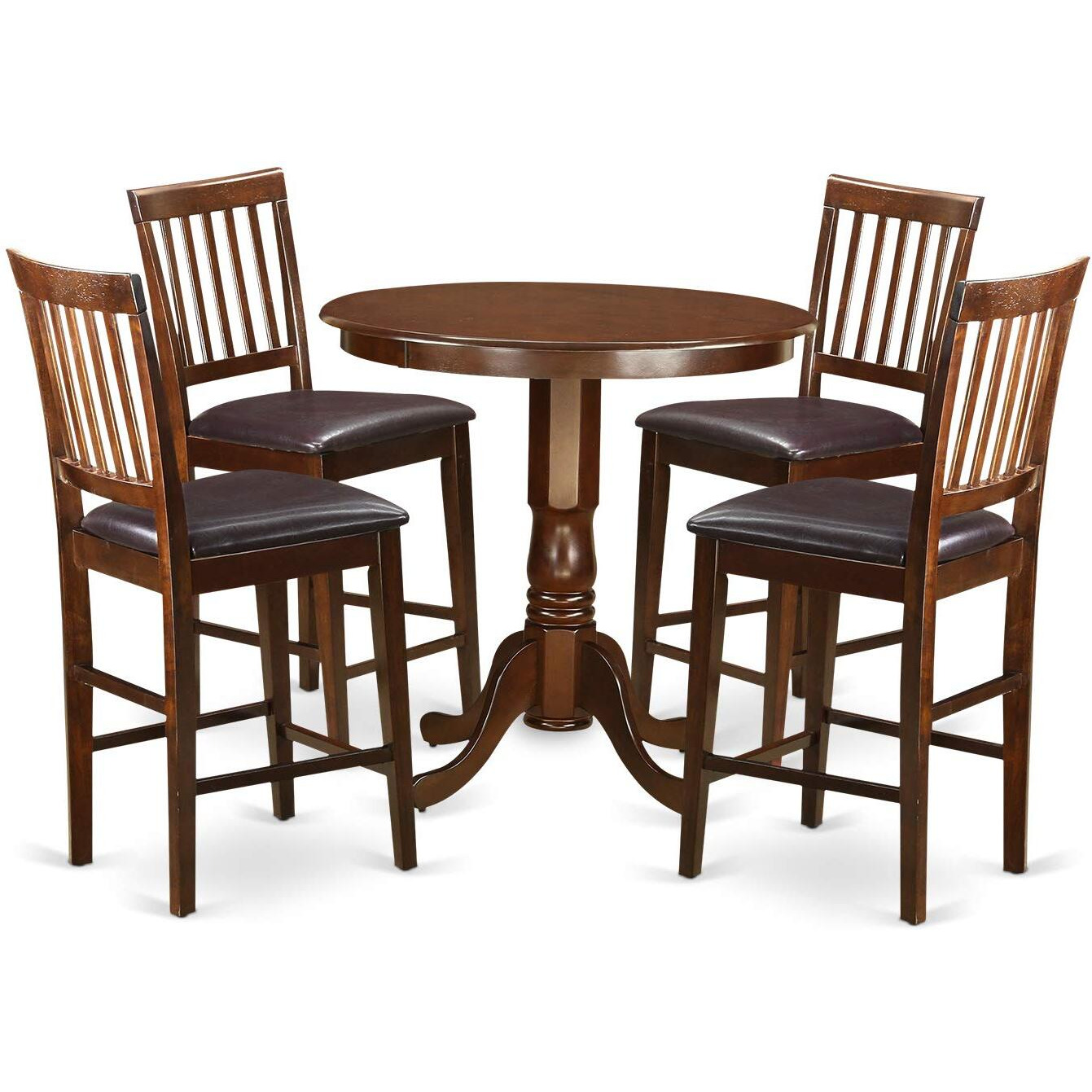 5  Pc  Pub  Table  Set  -  High  Table  And  4  Bar  Stools  With  Backs.