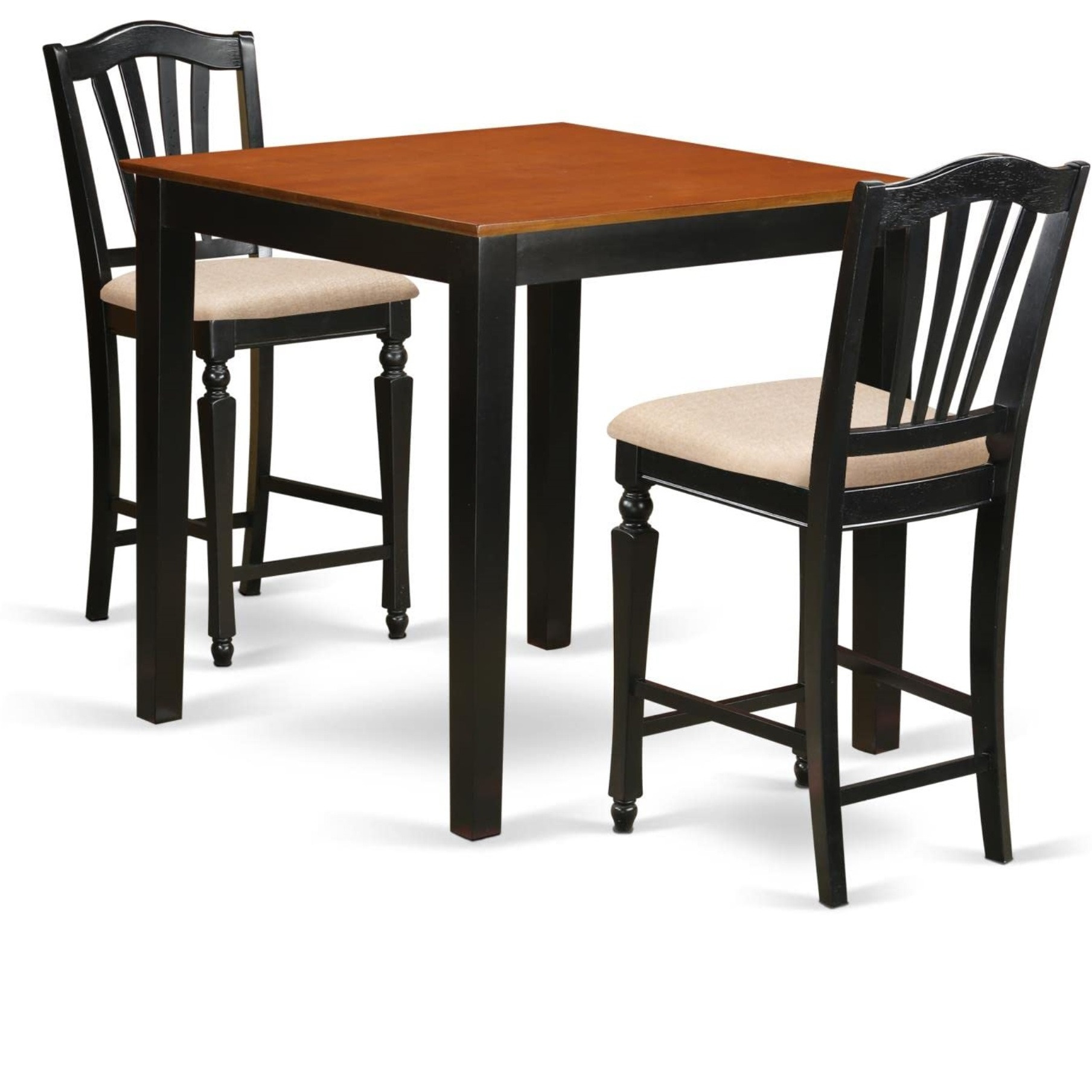 Pbch3-Blk-C 3 Pc Pub Table Set - High Top Table And 2 Kitchen Chairs.