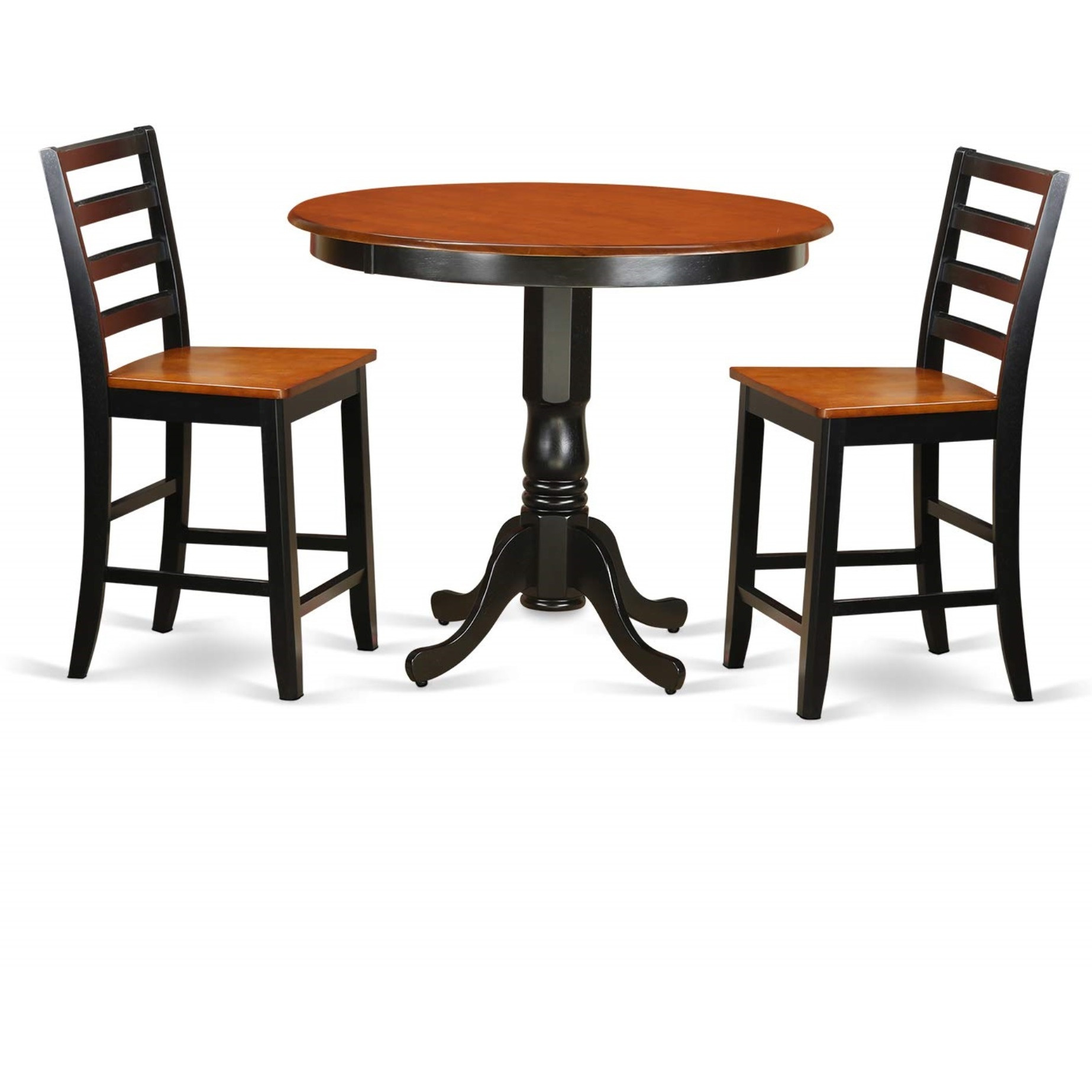 Trfa3-Blk-W 3 Pc Counter Height Dining Set - High Table And 2 Dining Chairs.