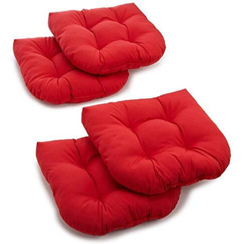19-Inch U-Shaped Solid Twill Tuffed Dining Chair Cushions (Set Of 4) 93184-4Ch-Tw-Rd