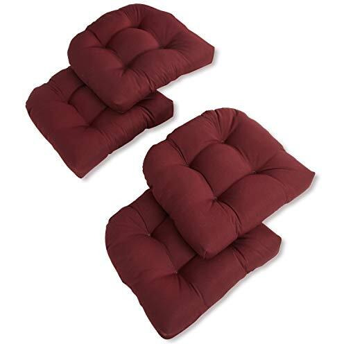 19-Inch U-Shaped Solid Twill Tuffed Dining Chair Cushions (Set Of 4) 93184-4Ch-Tw-Bk