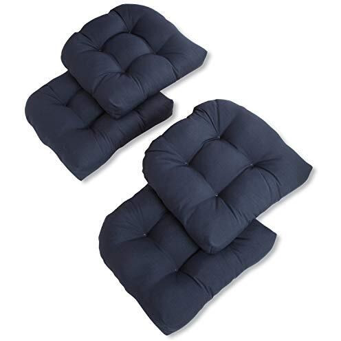 19-Inch U-Shaped Solid Twill Tuffed Dining Chair Cushions (Set Of 4) 93184-4Ch-Tw-Nv