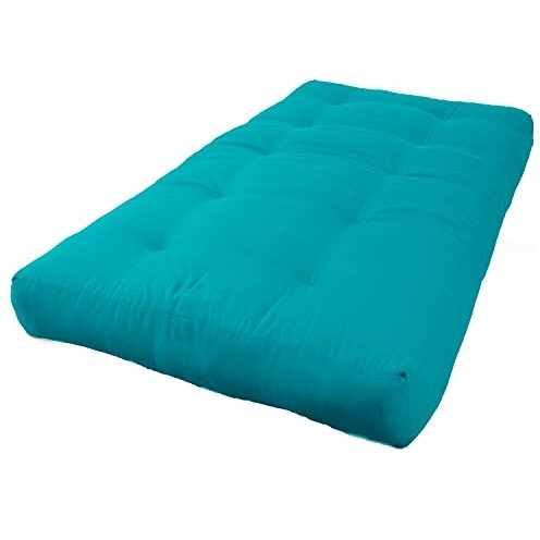Blazing Needles Renewal 7-Inch Twill Twin-Size Futon Mattress - Aqua Blue