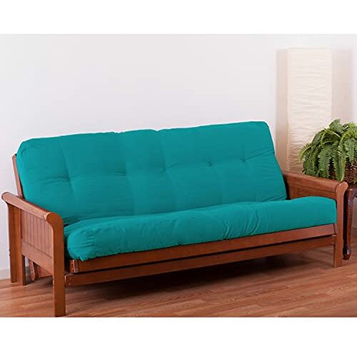 Blazing Needles Renewal 7-Inch Twill Full-Size Futon Mattress - Aqua Blue