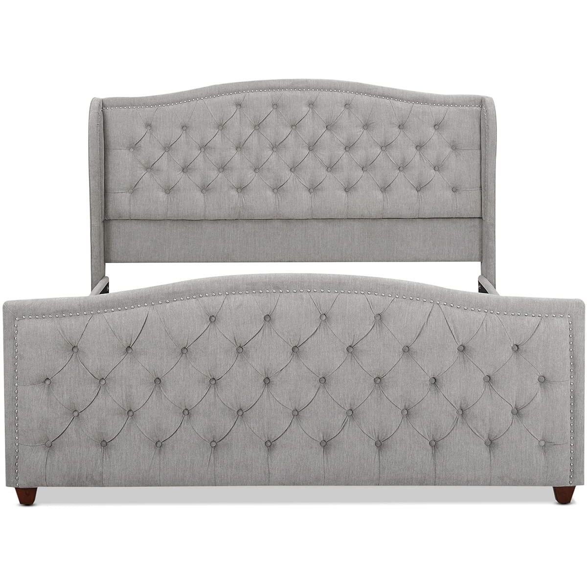 Jennifer Taylor Home Marcella Upholstered Shelter Headboard Bed Set  King  Silver Grey Polyester