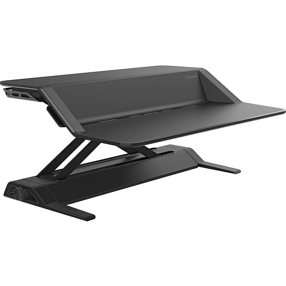Fellowes Lotus&Trade Sit-Stand Workstation - Black - 35 Lb Load Capacity - 2 X Shelf(Ves) - 5.5"" Height X 32.8"" Width X 24.3"" Depth - Desktop - Steel  Plastic  Phenolic Resin - Black