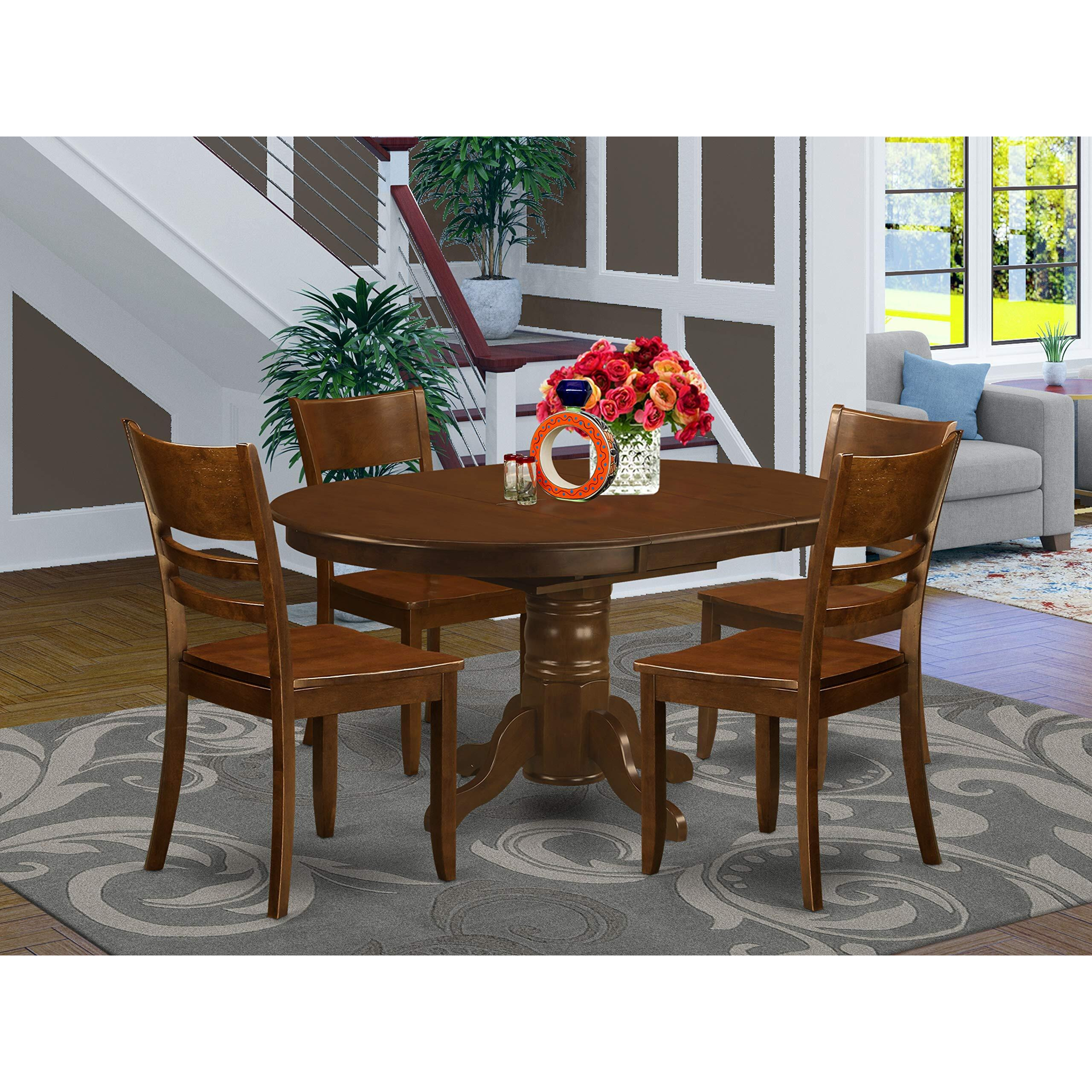 East West Furniture Kely5-Esp-W 5 Piece Dinette Set For 4 Includes An Oval Dining Room Table With Butterfly Leaf And 4 Kitchen Dining Chairs  42X60 Inch  Espresso