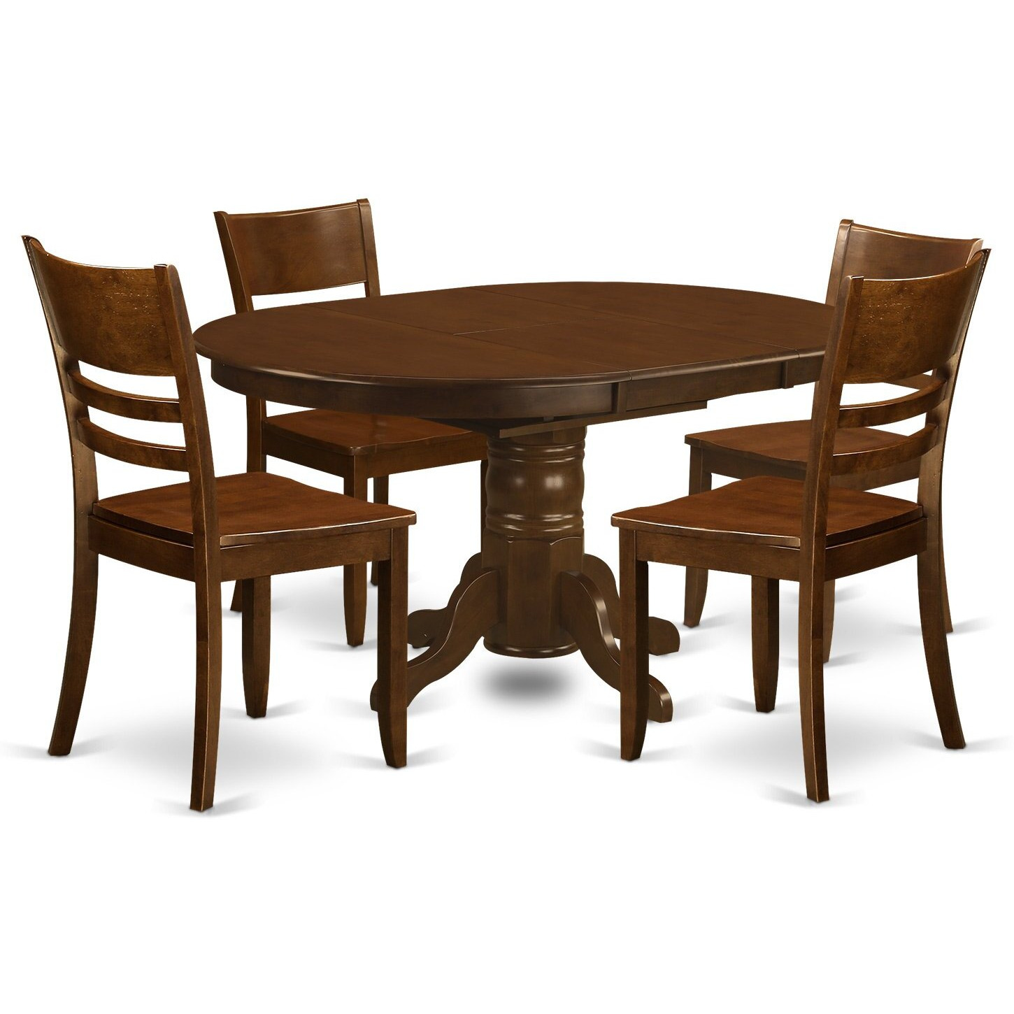 East West Furniture Kely5-Esp-W 5 Piece Dinette Set For 4 Includes An Oval Dining Room Table With Butterfly Leaf And 4 Kitchen Dining Chairs  42X60 Inch  Espresso