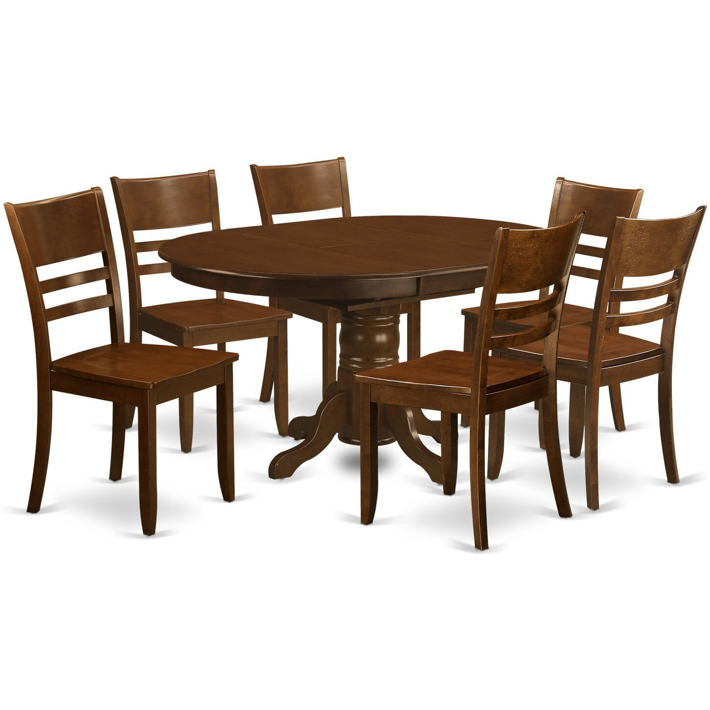 East West Furniture Kely7-Esp-W 7 Piece Dining Table Set Consist Of An Oval Dining Room Table With Butterfly Leaf And 6 Wooden Seat Chairs  42X60 Inch  Espresso