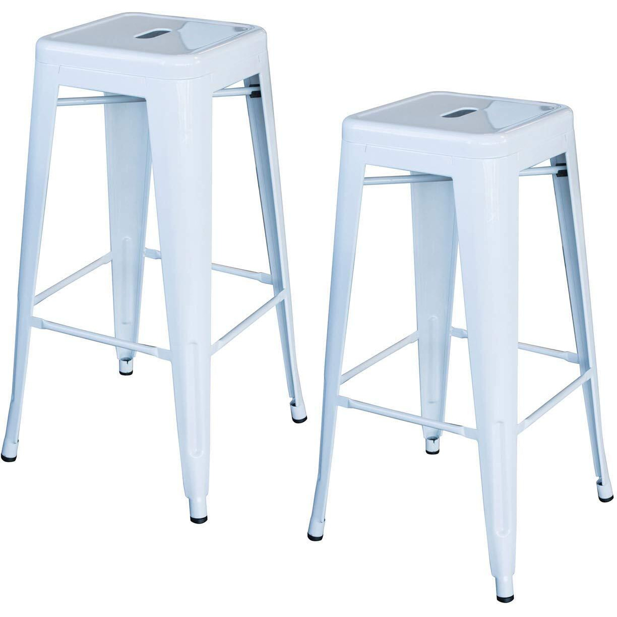 Amerihome Bs030W2Pk Loft White 30 In. Metal Bar Stool 2 Piece