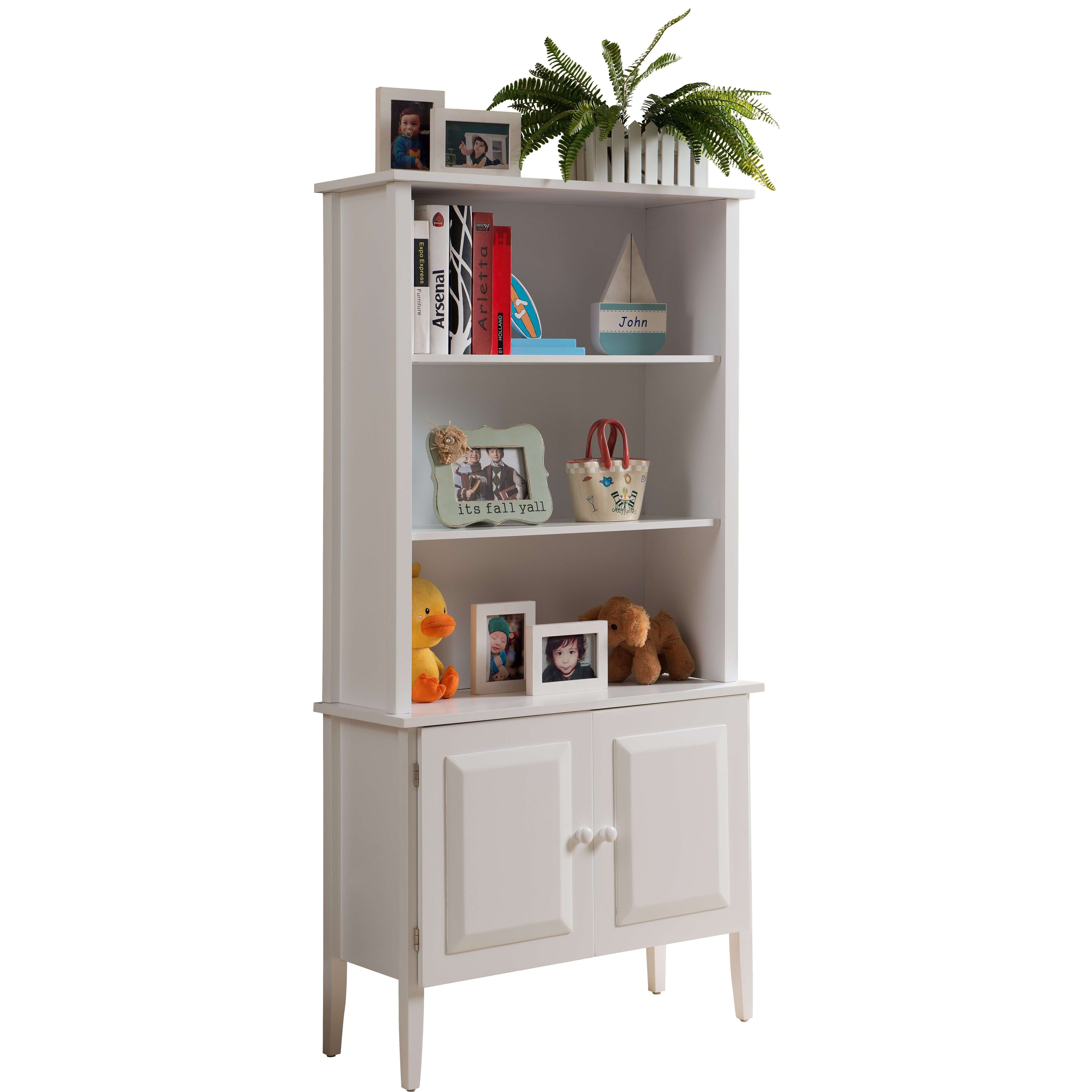 Pilaster Designs - White Finish Wood Bookcase With Doors