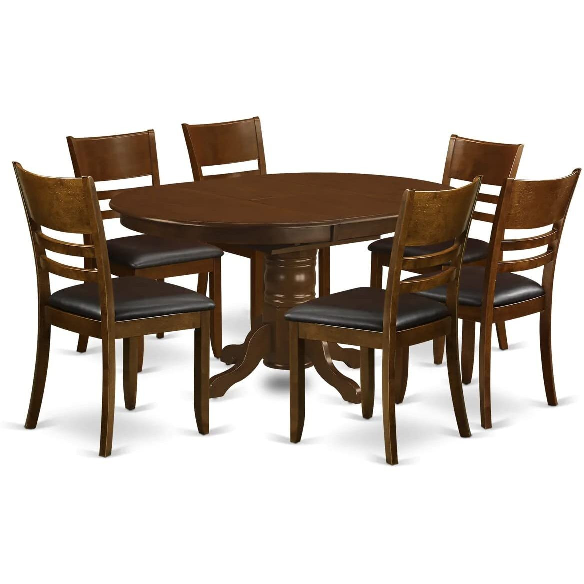 7  Pc  Set  Kenley  With  A  Leaf  And  6Padded  Leather  Kitchen  Chairs  In  Espresso  .