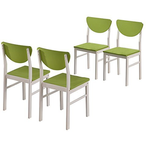 Pilaster Designs - Dining Room - Kitchen Wood Side Chair Set Of 4 Chairs (White  Green)
