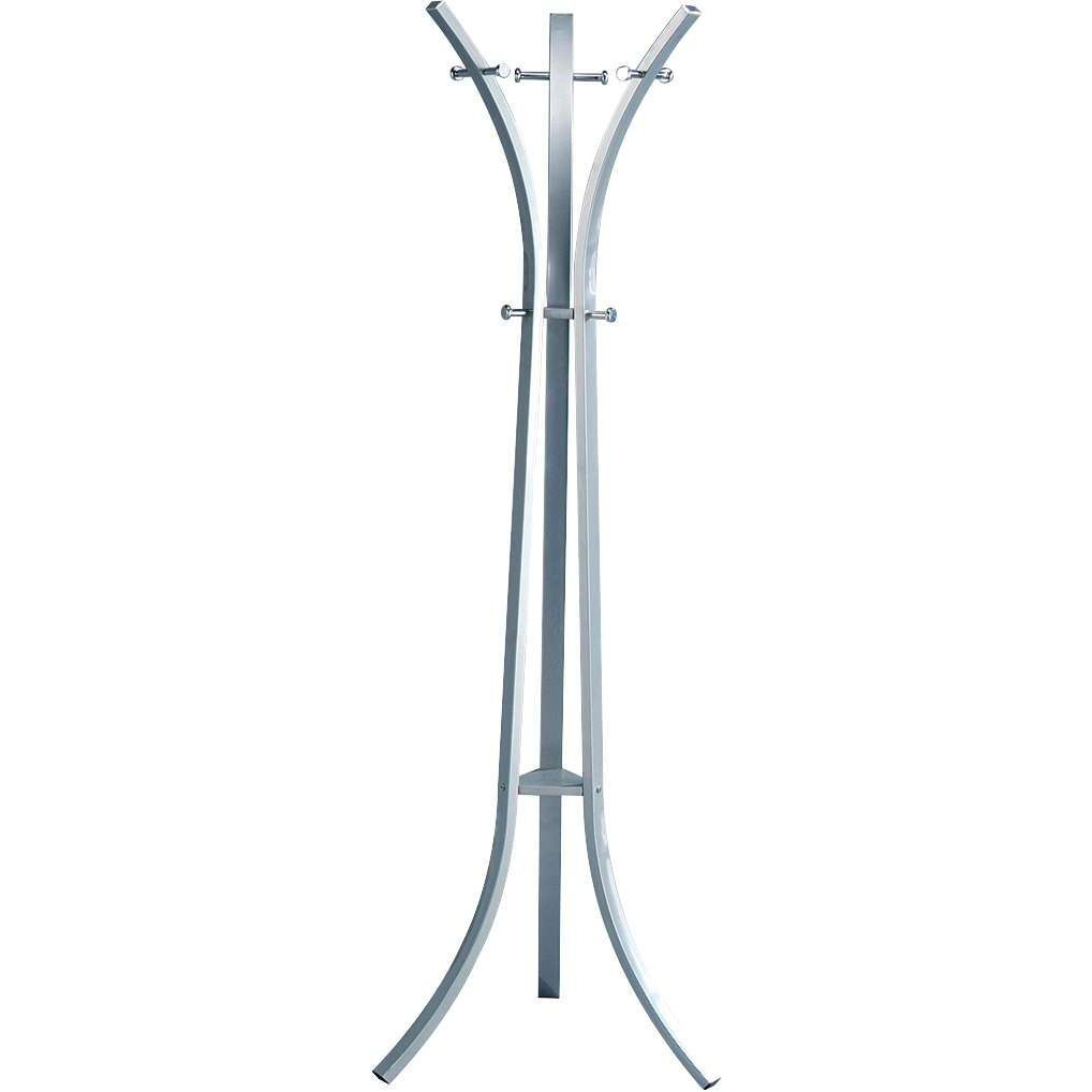 Pilaster Designs - Silver / Chrome Finish Metal Coat Rack With Hat Stand