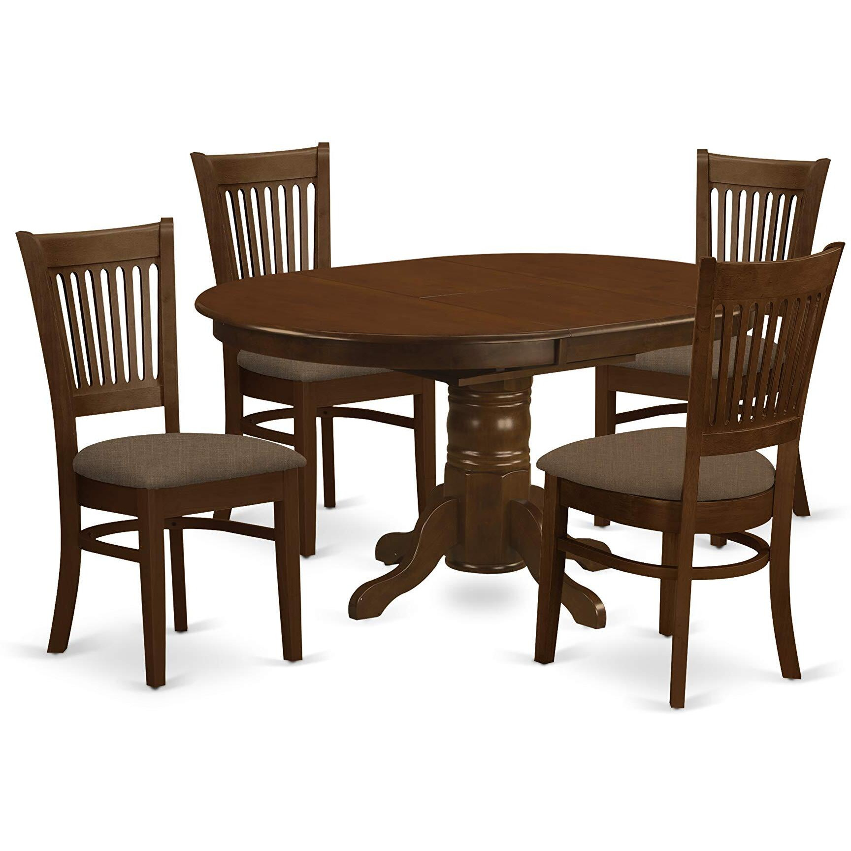East West Furniture Keva5-Esp-C 5 Piece Kitchen Table & Chairs Set Includes An Oval Dining Room Table With Butterfly Leaf And 4 Linen Fabric Upholstered Chairs  42X60 Inch  Espresso