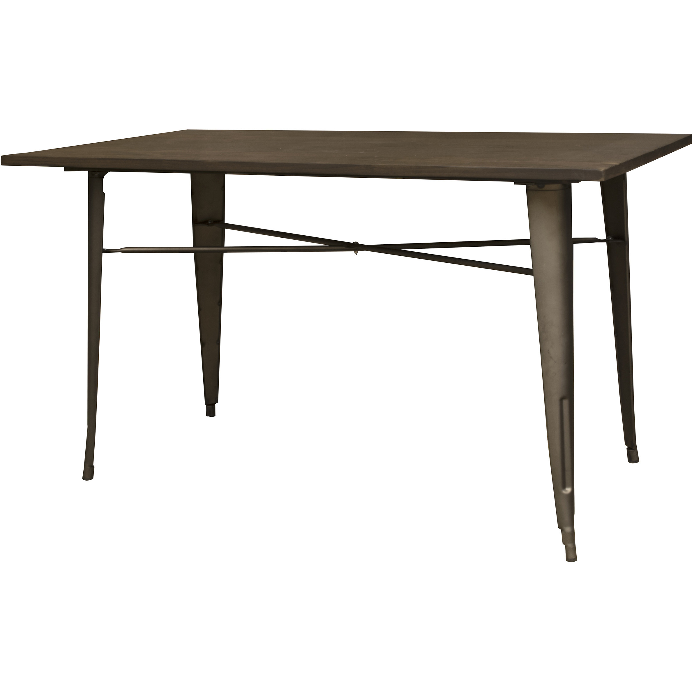 Amerihome Btable30 Loft Rustic Gunmetal Metal Dining Table With Wood Top