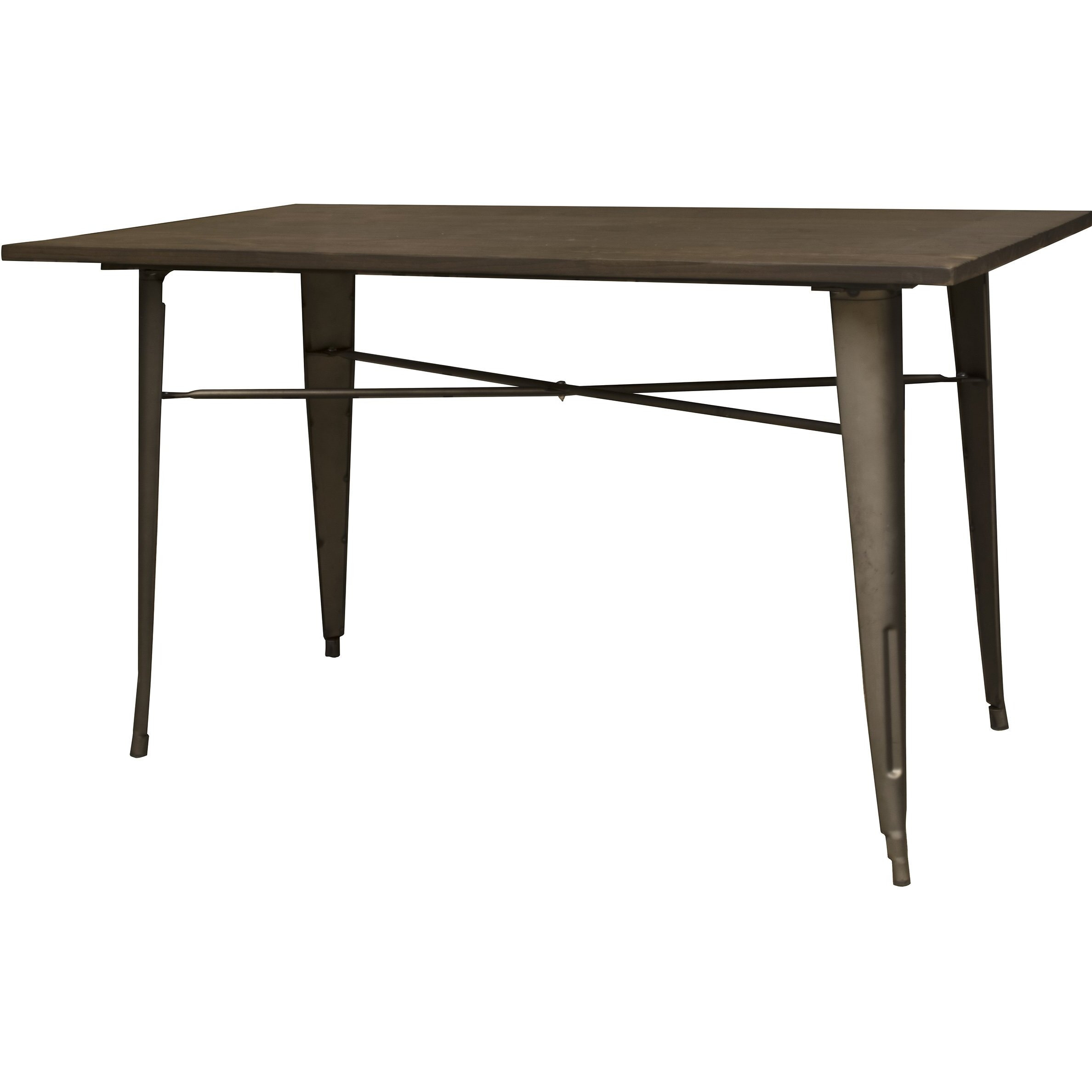 Amerihome Btable30 Loft Rustic Gunmetal Metal Dining Table With Wood Top