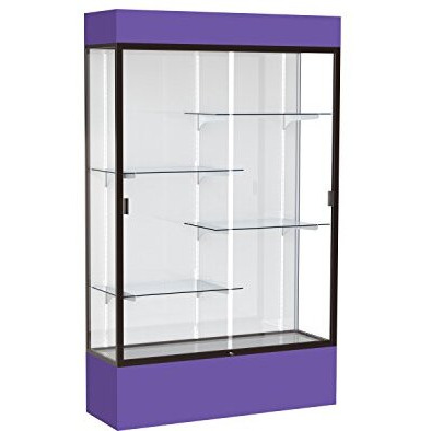 Spirit  48"&quotW X 80"&quotH X 16"&quotD  Lighted Floor Case  White Back  Dk. Bronze Finish  Purple Base And Top