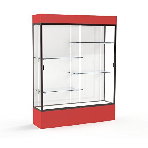 Spirit  60"&quotW X 80"&quotH X 16"&quotD  Lighted Floor Case  White Back  Dk. Bronze Finish  Red Base And Top