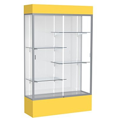 Spirit  48"&quotW X 80"&quotH X 16"&quotD  Lighted Floor Case  White Back  Satin Finish  Goldenrod Base And Top