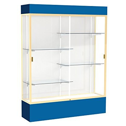 Spirit  60"&quotW X 80"&quotH X 16"&quotD  Lighted Floor Case  White Back  Champagne Finish  Royal Blue Base And Top