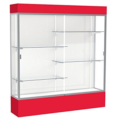 Spirit  72"&quotW X 80"&quotH X 16"&quotD  Lighted Floor Case  White Back  Satin Finish  Red Base And Top