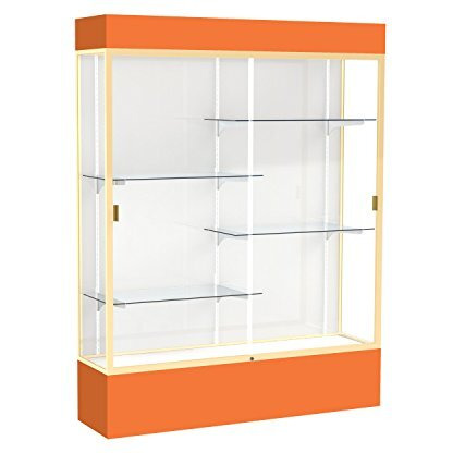 Spirit  60"&quotW X 80"&quotH X 16"&quotD  Lighted Floor Case  White Back  Champagne Finish  Orange Base And Top