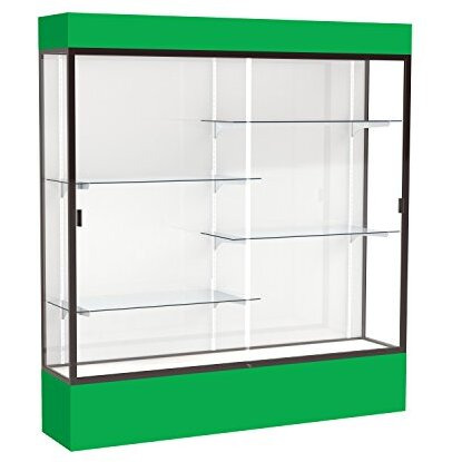 Spirit  72"&quotW X 80"&quotH X 16"&quotD  Lighted Floor Case  White Back  Dk. Bronze Finish  Kelly Green Base And Top