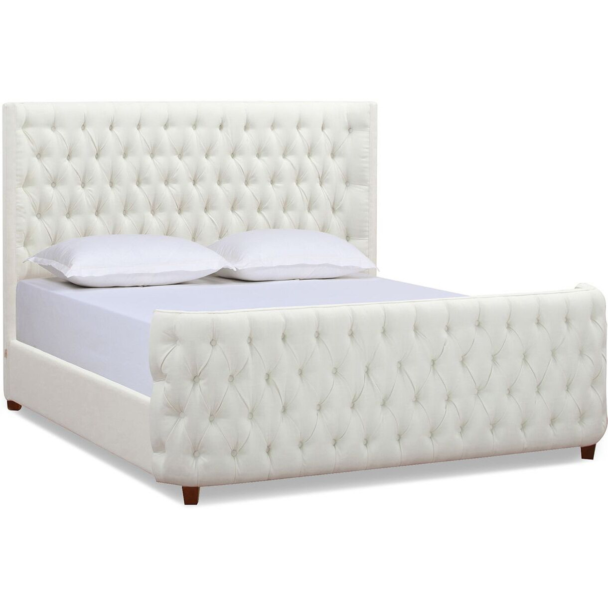 Brooklyn King Tufted Panel Bed Headboard And Footboard Set  Antique White Polyester