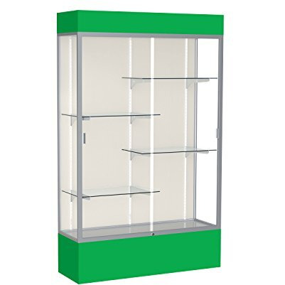 Spirit  48"&quotW X 80"&quotH X 16"&quotD  Lighted Floor Case  Plaque Back  Satin Finish  Kelly Green Base And Top
