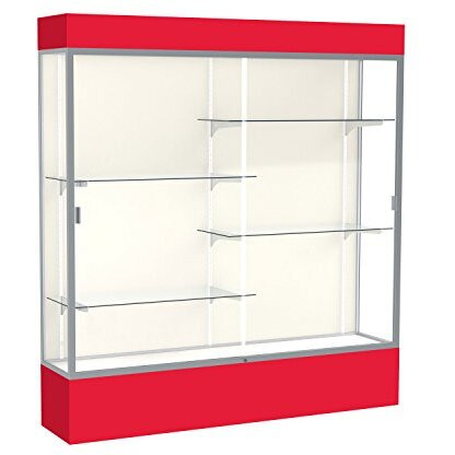 Spirit  72"&quotW X 80"&quotH X 16"&quotD  Lighted Floor Case  Plaque Back  Satin Finish  Red Base And Top