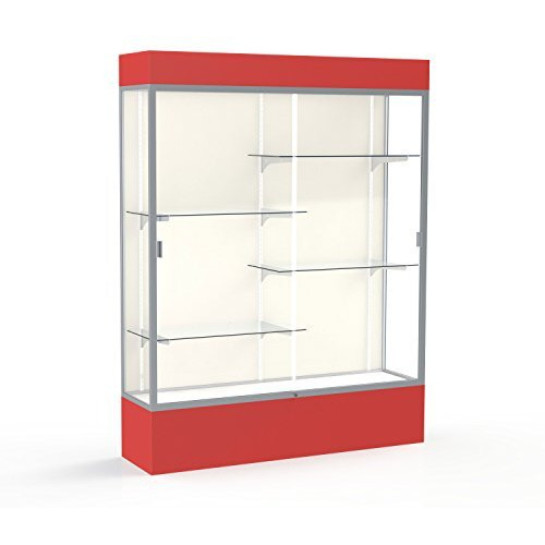 Spirit  60"&quotW X 80"&quotH X 16"&quotD  Lighted Floor Case  Plaque Back  Satin Finish  Red Base And Top