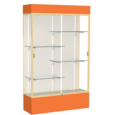 Spirit  48"&quotW X 80"&quotH X 16"&quotD  Lighted Floor Case  Plaque Back  Champagne Finish  Orange Base And Top