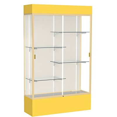 Spirit  48"&quotW X 80"&quotH X 16"&quotD  Lighted Floor Case  Plaque Back  Champagne Finish  Goldenrod Base And Top