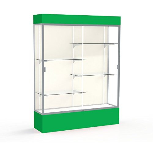 Spirit  60"&quotW X 80"&quotH X 16"&quotD  Lighted Floor Case  Plaque Back  Satin Finish  Kelly Green Base And Top