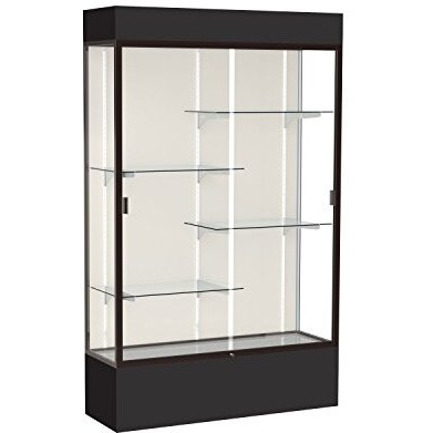 Spirit  48"&quotW X 80"&quotH X 16"&quotD  Lighted Floor Case  Plaque Back  Dk. Bronze Finish  Black Base And Top