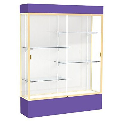 Spirit  60"&quotW X 80"&quotH X 16"&quotD  Lighted Floor Case  White Back  Champagne Finish  Purple Base And Top